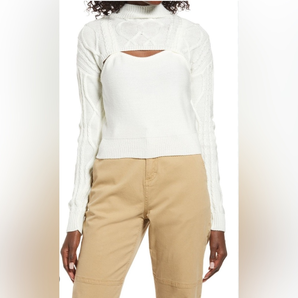 BP Cream Knit Turtleneck Sweater